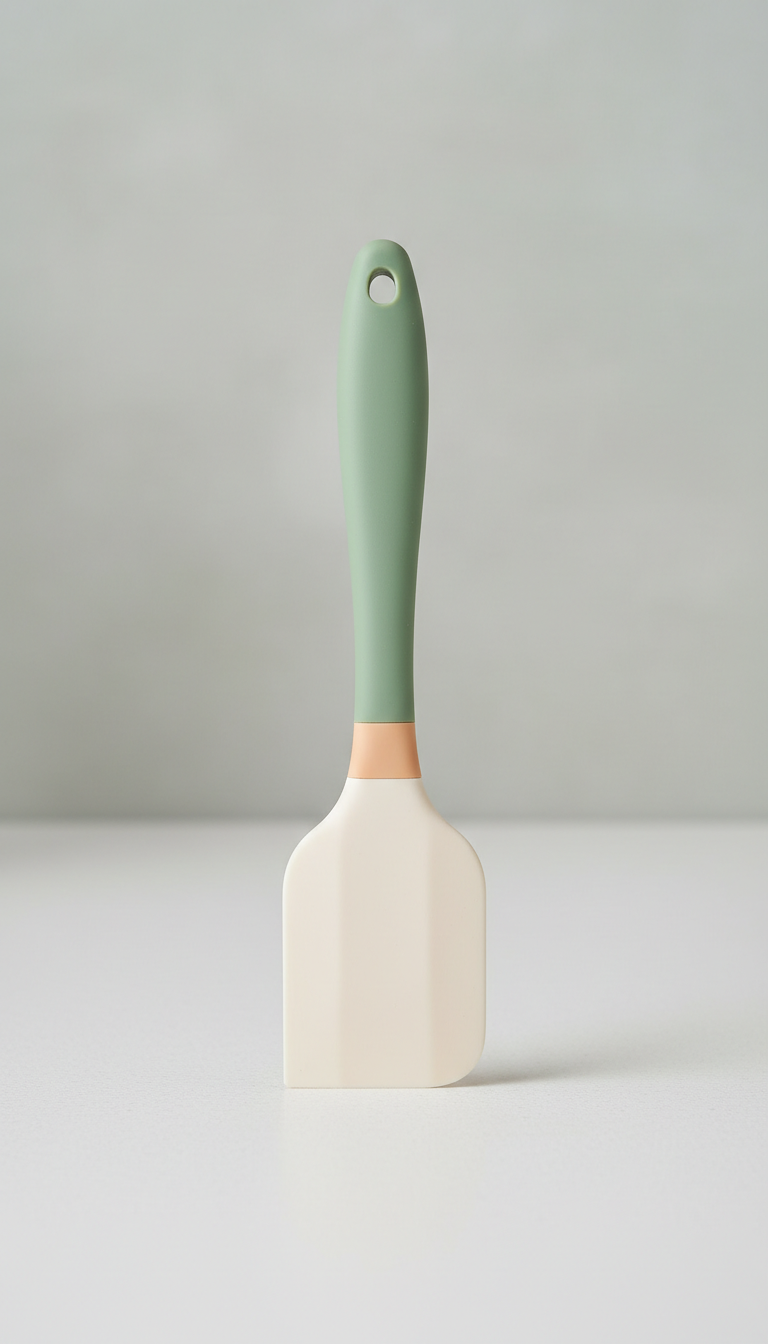 Ergonomic silicone spatula with flexible edge