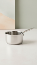 Stainless steel saucepan with pour spout