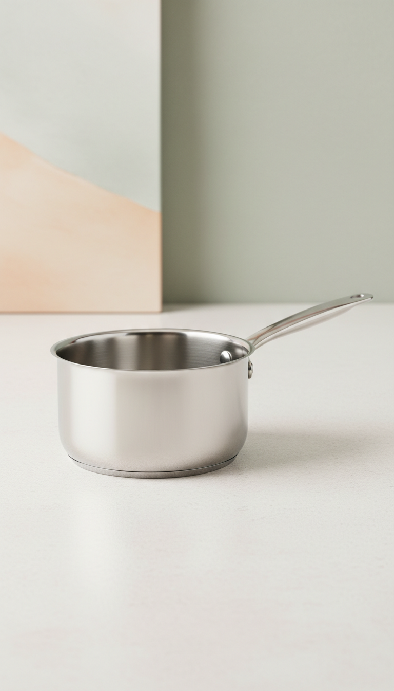 Stainless steel saucepan with pour spout